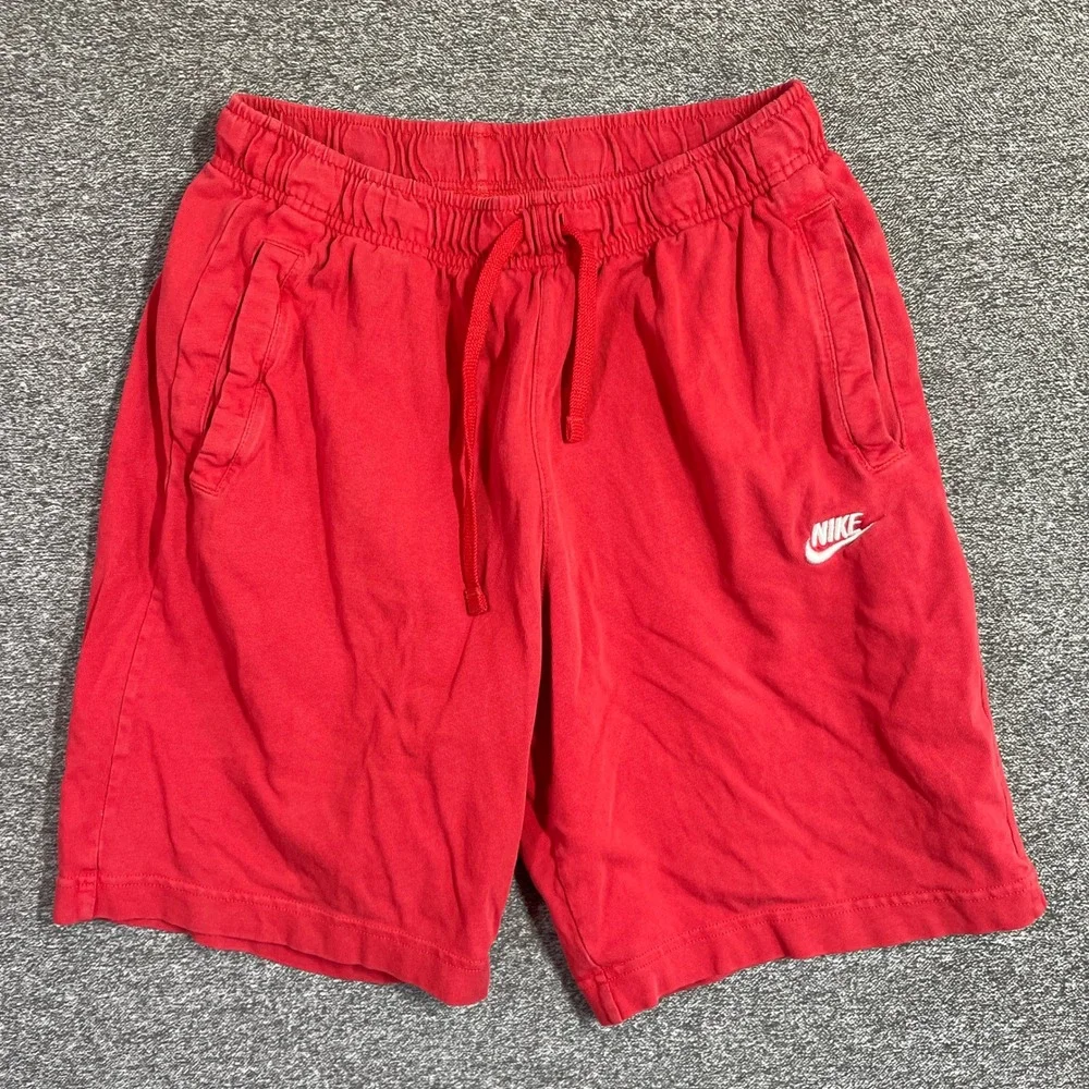 Nike Shorts Mens S Sportswear Jersey Red Cotton Drawstring Pockets